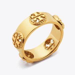 Tory Burch Milgrain Logo Ring in Tory Gold (18k GOLD PLATING) (NEW)